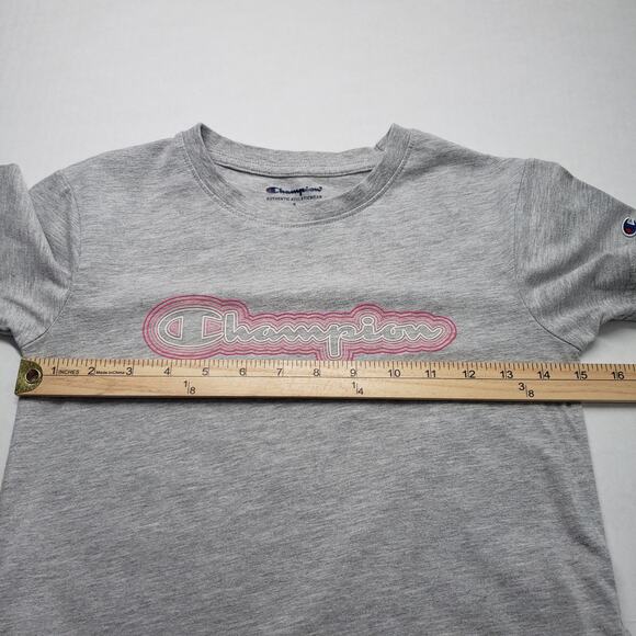 Champion T-Shirt Dress Girls Small Gray Athletic Casual Short Sleeve Crew Neck - Picture 4 of 11